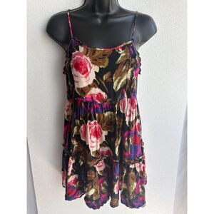 Urban Outfitters Floral Tiered Babydoll Dress XS Feminine Sundress Lace Trim